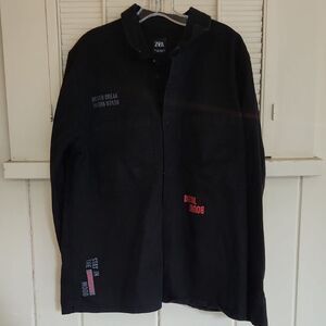 Zara Black Graphic Men's Shirt Jacket